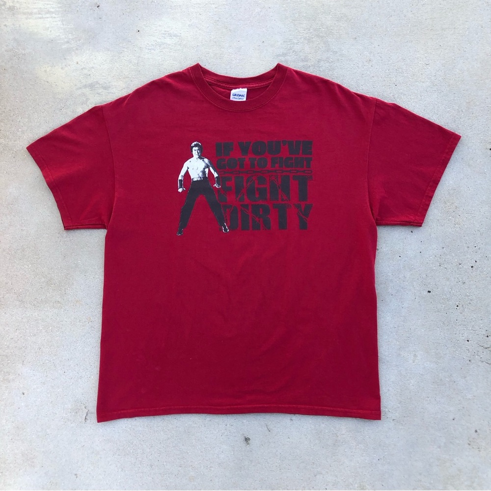 Vtg Sonny Chiba Street Fighter Fight Dirty Graphic Red Tee - Size XL - Picture 2 of 7